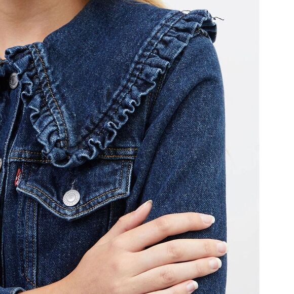 GANNI X LEVI'S Ruffle-trimmed cotton and hemp-blend denim shirt dress - Picture 12 of 12